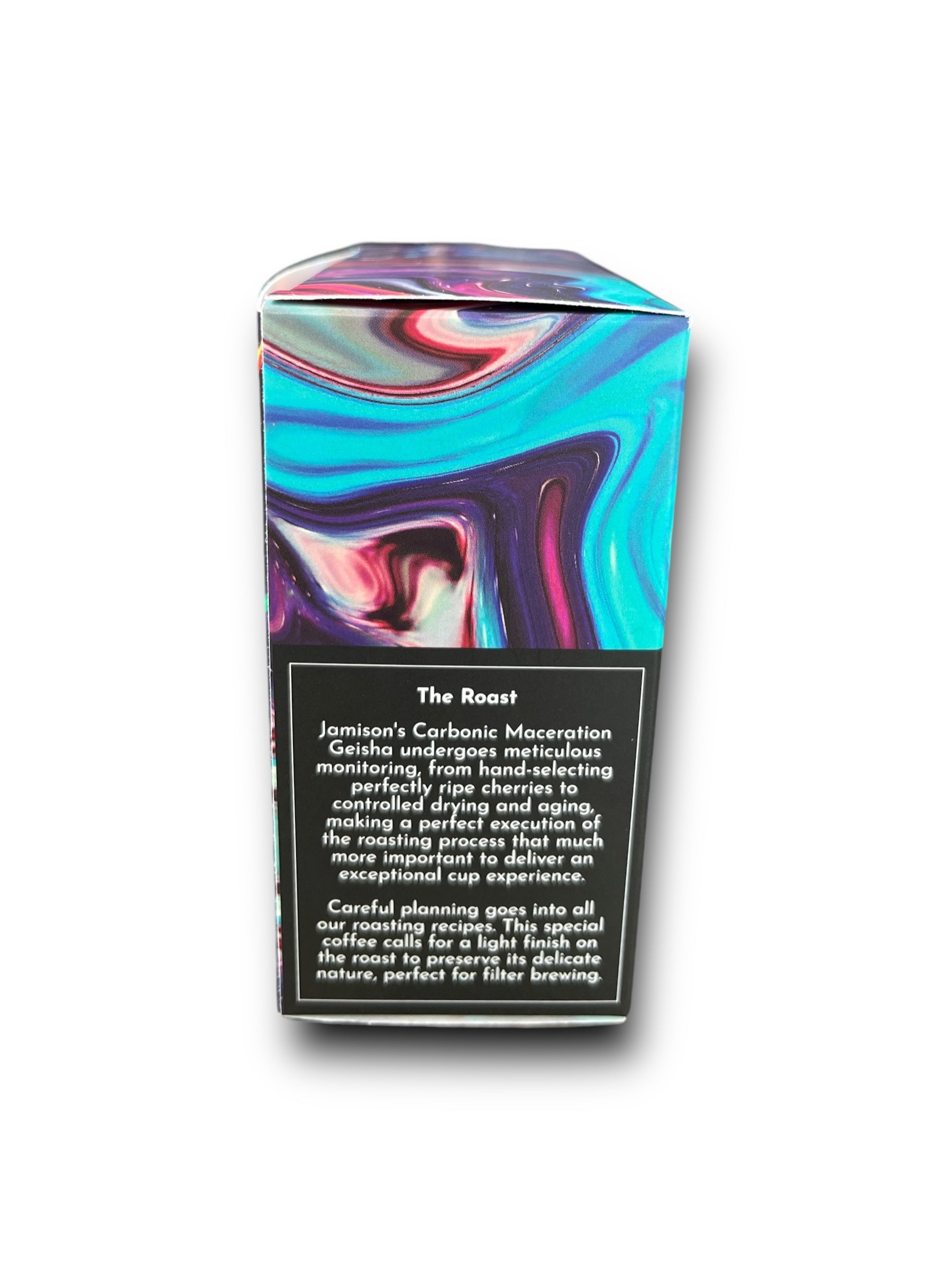 The Roast Description side of the Jamison Savage Geisha Box